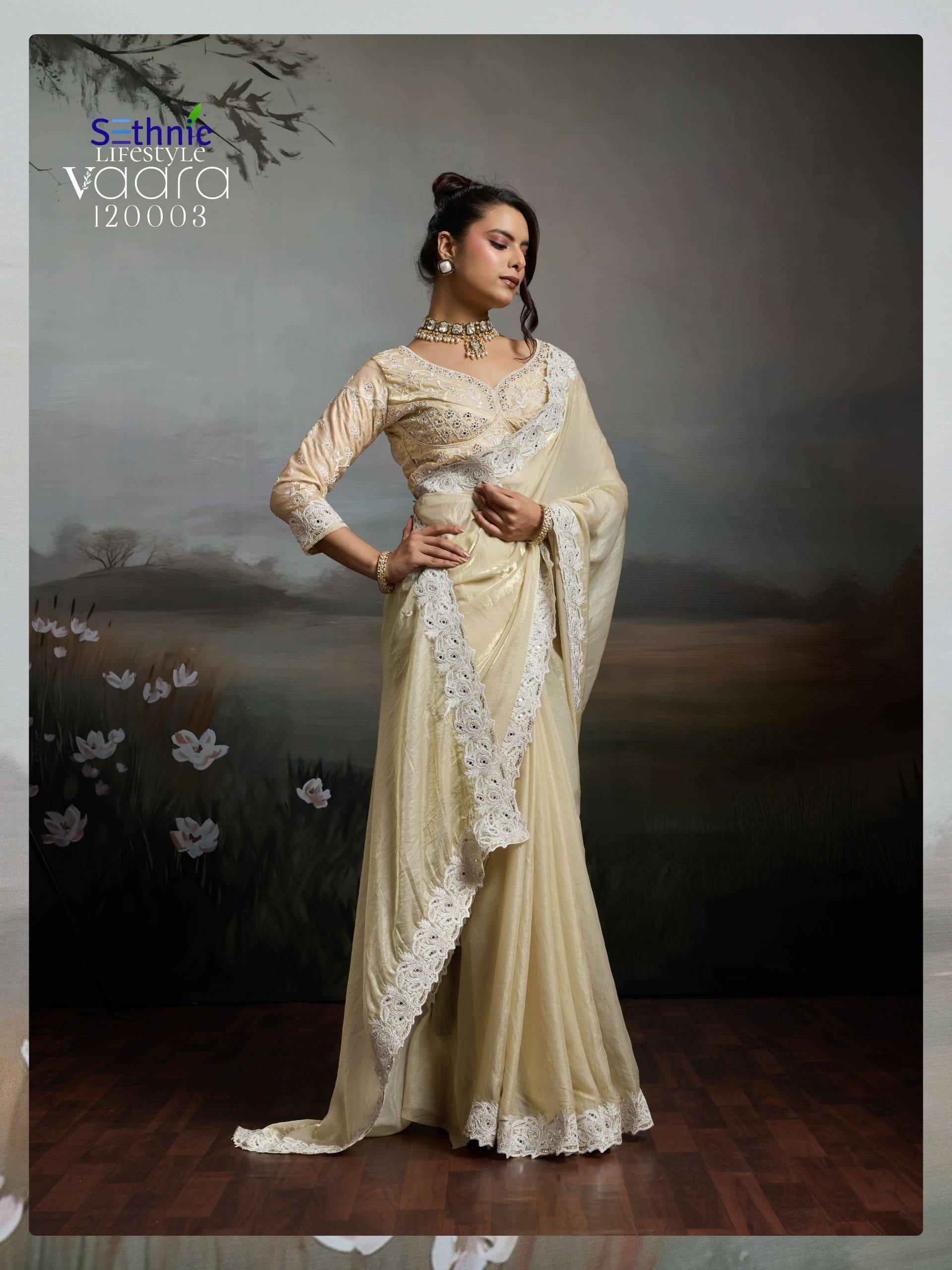 VAARA BY SETHNIC LIFE STYLE 120001 TO 120004 Series Indian Traditional Wear Collection Beautiful Stylish Fancy Colorful Party Wear & Occasional Wear Satin Velvet Sarees At Wholesale Price